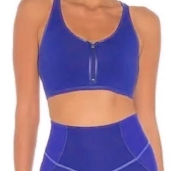 Free People Movement Front Zipper Blue Sports Bra Size XS - Picture 1 of 4